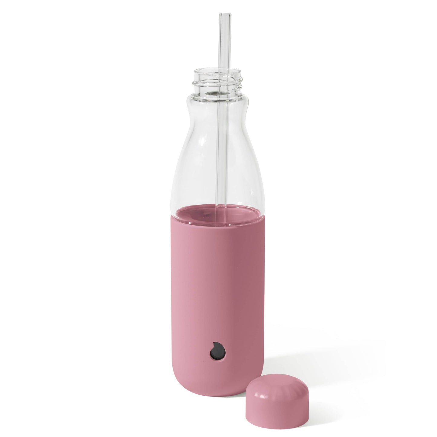 glass-original-bottle-18oz-q4 18oz_Dusty_Pink_Glass_Original_Bottle_Front_Cap_Off_Straw_In_Front_Cap_On_Straw_In.jpg
